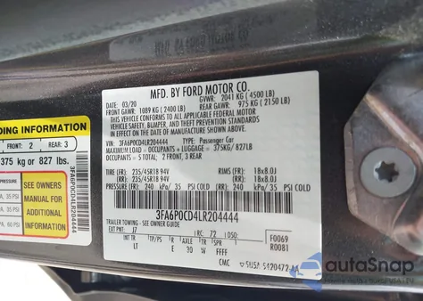 2020 Ford Fusion Sel from USA, damaged, VIN 3FA6P0CD4LR204444